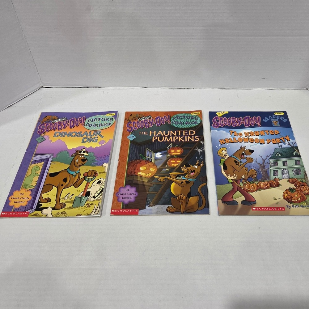Scooby-Doo Scholastic Book Lot 3 Dinosaur Dig Haunted Pumpkins Halloween Party